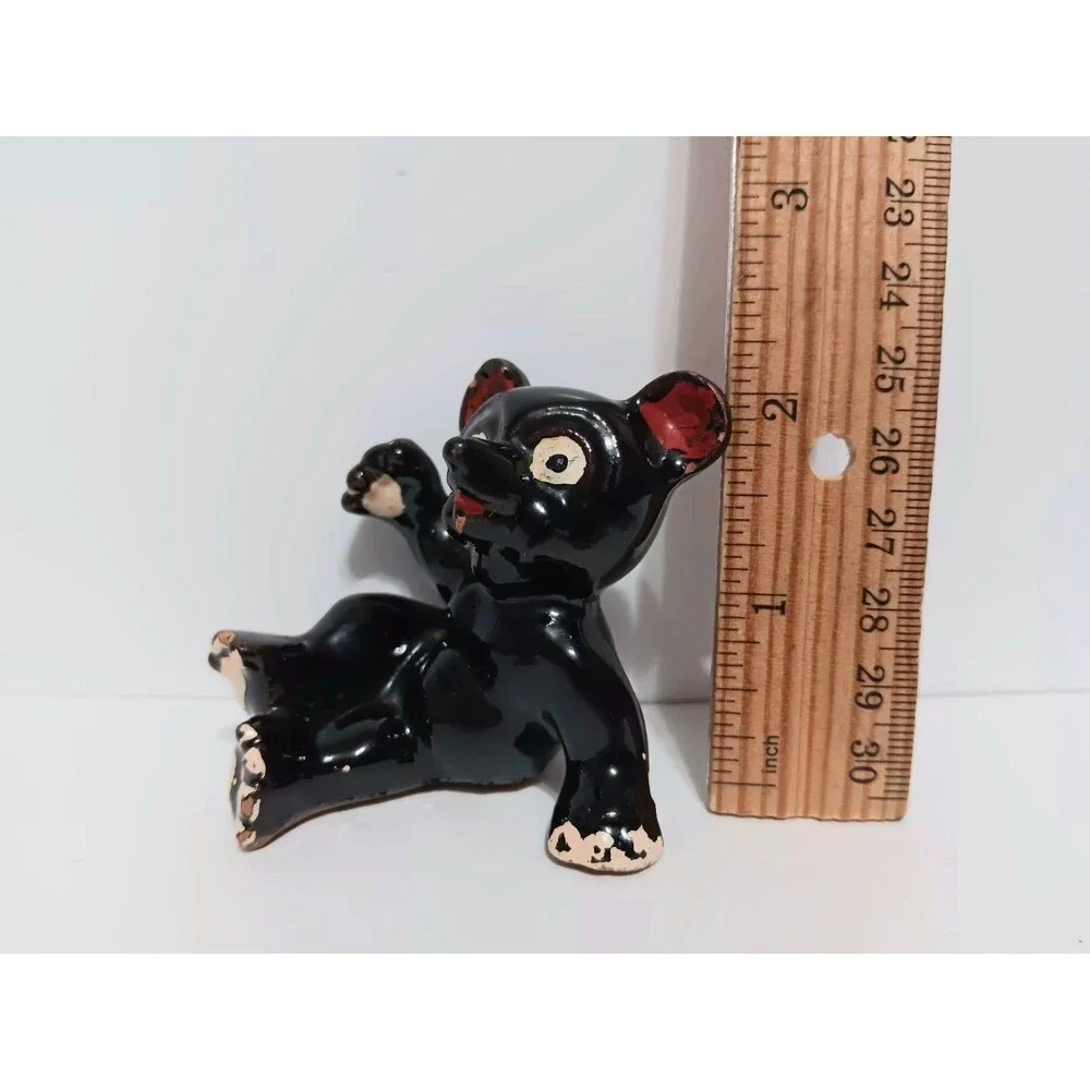 Bear Figurine Redware Black Figurine Home Country Farmhouse Vintage Decor 2